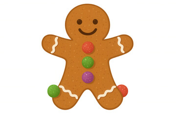 Gingerbread man cookie cartoon character illustration for christmas and holiday sweets on transparent background