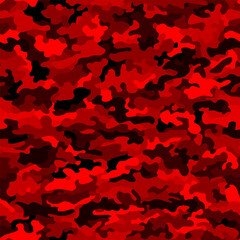 Ruby red, colored seamless pattern. Abstract military or police camouflage