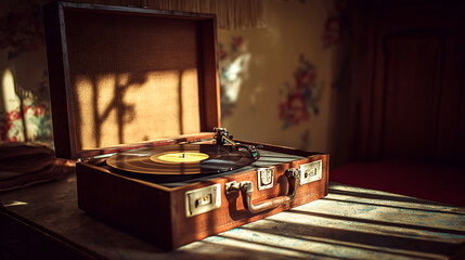 Old typewriter on a desk with a rainy window view behind, creating a nostalgic writer's workspace with moody overcast lighting. Inspiring for writers.