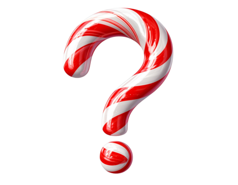  Christmas Candy Cane Question Mark Decoration, Isolated on Transparent Background PNG - Powered by Adobe