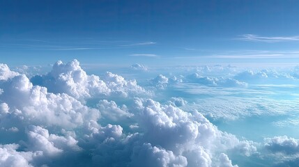 Vast Sky Filled with Fluffy White Clouds on a Bright Sunny Day Soft Blue Sky Overhead Serene Weather