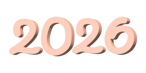 3d happy New Year doodle 2026 numbers Single element for calendar, card, banner, flyer, web, poster, design, decor