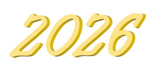 3d happy New Year doodle 2026 numbers Single element for calendar, card, banner, flyer, web, poster, design, decor