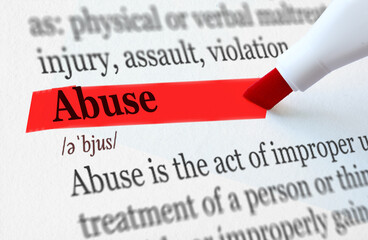 the definition of the word ABUSE highlighted in red