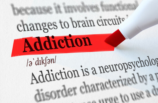 the definition of the word ADDICTION highlighted in red