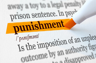 the definition of the word PUNISHMENT highlighted in orange