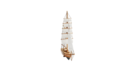 Tall ship isolated on transparent background, a majestic sailing vessel with multiple masts and billowing sails, evoking a sense of adventure and maritime history
