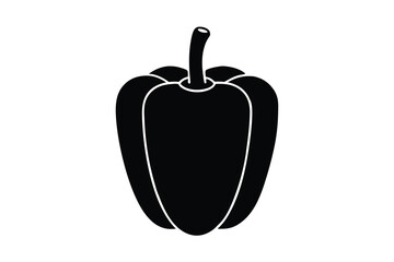 bell pepper silhouette icon. Vector clipart black illustration design