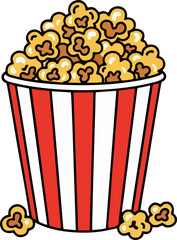 Classic Popcorn in Striped Cup Vector Illustration