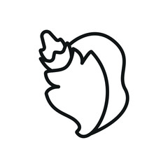 Seashell conch icon in simple line for marine, travel, and coastal projects.