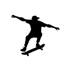 Skateboarder Silhouette Skateboarding Action Sport Trick Jump Extreme