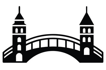 Obraz premium bridge tower silhouette icon. Vector clipart black illustration design