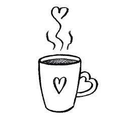 Cute cup of tea or coffee with rising steam Simple mug clipart Cozy home doodle Single element for print, web, design, decor