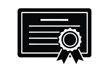 certificate silhouette icon. Vector clipart black illustration design