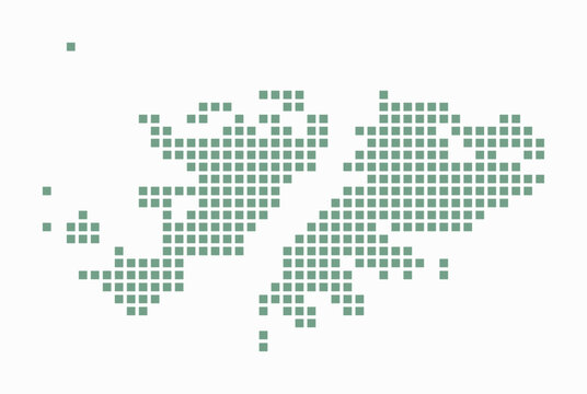 Falkland Islands dotted map. Digital style map of the country on white background. Falkland Islands shape with square dots. Colored dots style. Large size squares. Beautiful vector illustration.