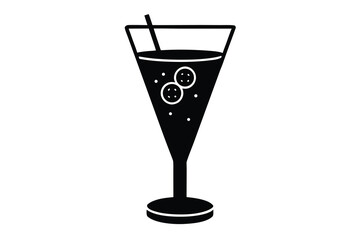 cocktail glass silhouette icon. Vector clipart black illustration design
