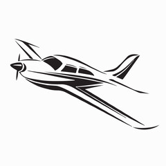 Biplane Retro Airplane Illustration Vintage Plane logo Vector on white background