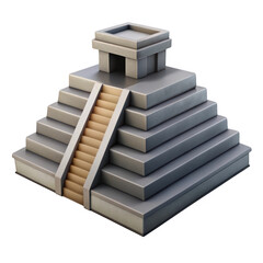 Ancient mesoamerican pyramid structure stone steps archaeological ruins historical landmark isolated on transparent background