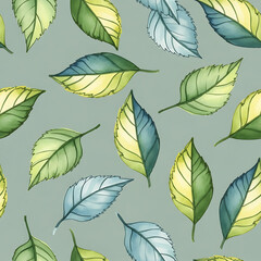 Obraz premium Watercolor floral and leaf pattern of hand-painted wildflowers and sprawling leaves,created for wallpaper and fabric, illuminated with diffused