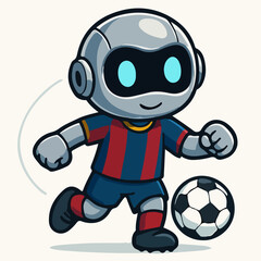 Robot Football Mascot in Blue-Red Striped Jersey — Cute Tech Player