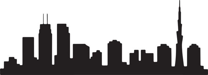 Toronto Skyline Black Silhouette Against Checkered Background Vector Illustration