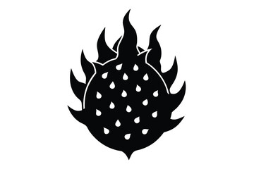 dragon fruit silhouette icon. Vector clipart black illustration design