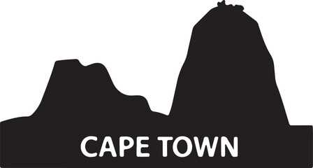 Fototapeta premium Cape Town Silhouette Black Isolated on Transparent Background