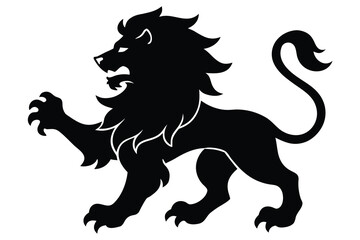 heraldic lion silhouette icon. Vector clipart black illustration design