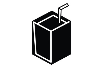 juice box silhouette icon. Vector clipart black illustration design