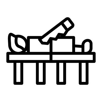 Sawing Trick Box Vector Line Icon Design