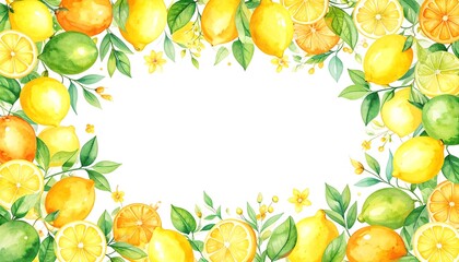 Watercolor citrus fruit border (1)