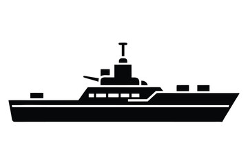 Obraz premium naval ship silhouette icon. Vector clipart black illustration design