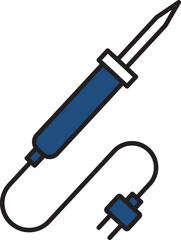 Electric soldering iron icon with power cord