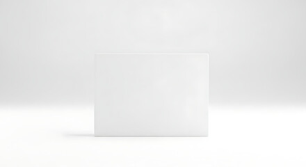 White Square Box on a Minimalist Studio Background, Clean Design