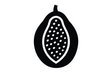 papaya silhouette icon. Vector clipart black illustration design