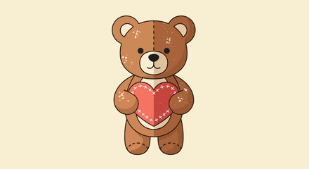 Adorable Teddy Bear Holding a Heart Symbolizing Love and Affection.