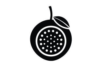 passion fruit silhouette icon. Vector clipart black illustration design