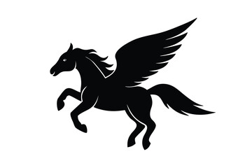 pegasus flying silhouette icon. Vector clipart black illustration design