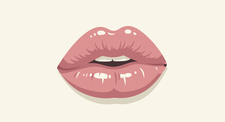 Glossy Pink Lips Illustration A Detailed CloseUp.