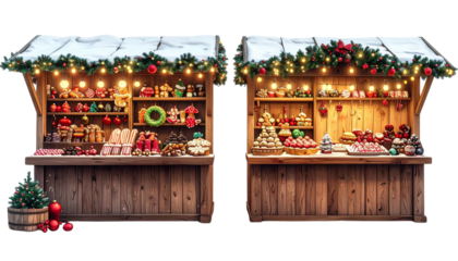 Candy and Treats Christmas Market and Ornament Stall Christmas Market, isolated on transparent background