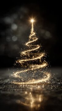 A beautifully crafted glowing Christmas tree made of light is set against a dark background, creating a magical and festive atmosphere perfect for holiday celebrations.