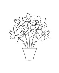 Flower Basket  line art Vector Illustration