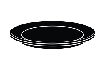plate silhouette icon. Vector clipart black illustration design