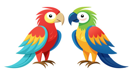 Obraz premium two parrots on white background
