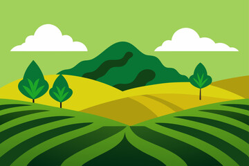 Obraz premium landscape with green hills and blue sky