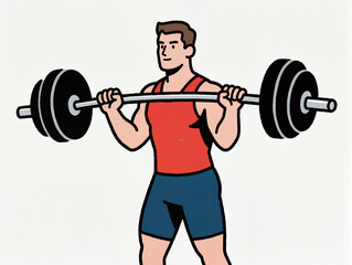 man lifting weights - illustration of a man lifting a heavy barbell