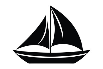 sailboat silhouette icon. Vector clipart black illustration design