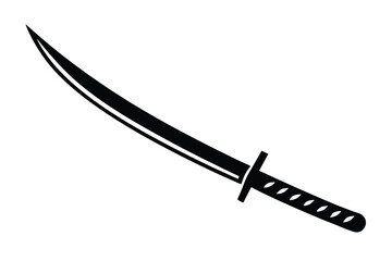 samurai sword silhouette icon. Vector clipart black illustration design