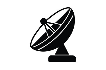 satellite dish silhouette icon. Vector clipart black illustration design