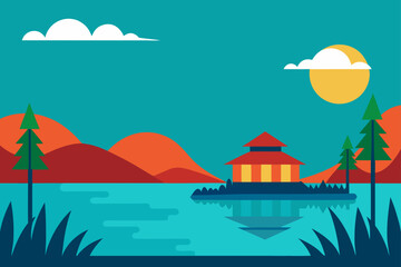 island in the sea vector illustration